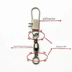 100PCS Conectores com Girador, Rolamento de Pino e Clipe Fastlock - Águas Nobres