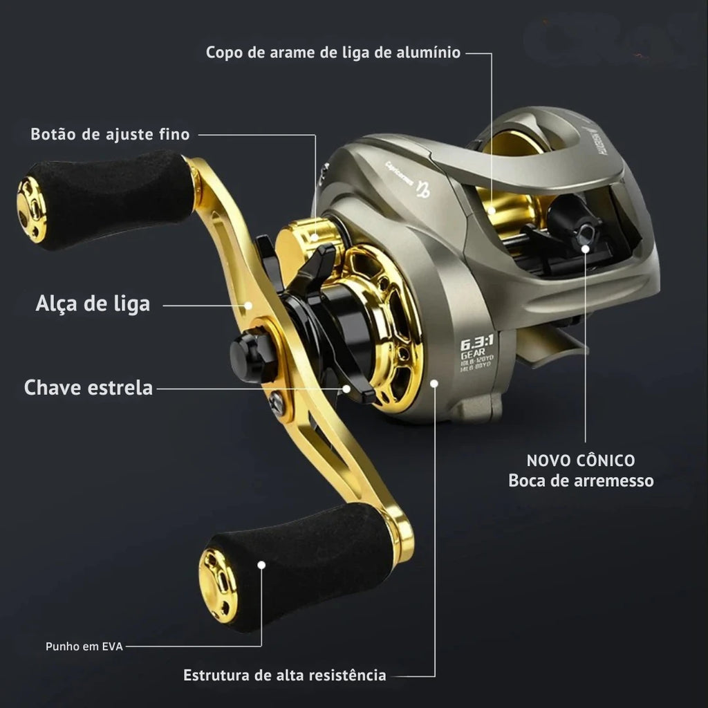 Carretilha Baitcasting CR Alta Velocidade com Freio Magnético - Águas Nobres