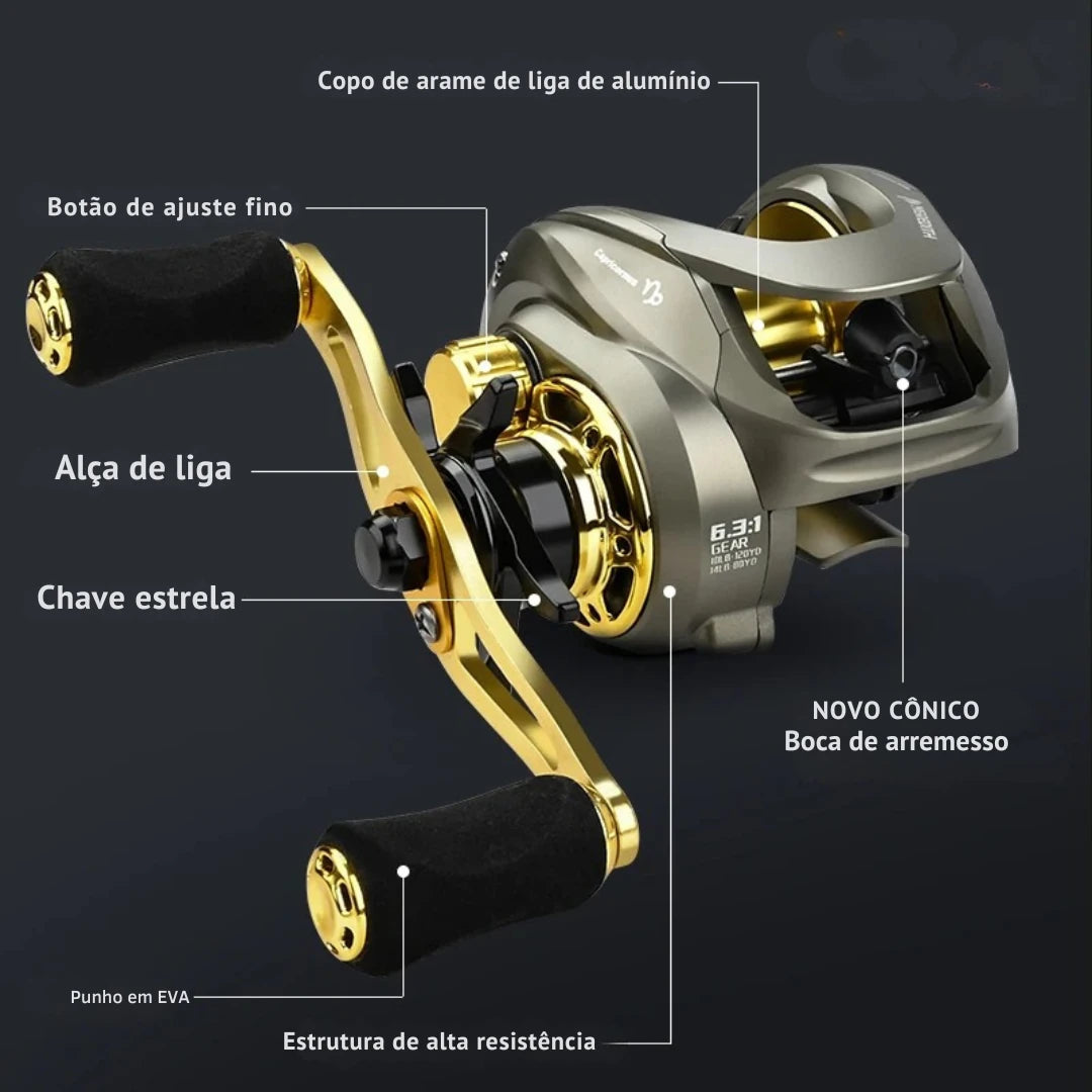 Carretilha Baitcasting CR Alta Velocidade com Freio Magnético - Águas Nobres