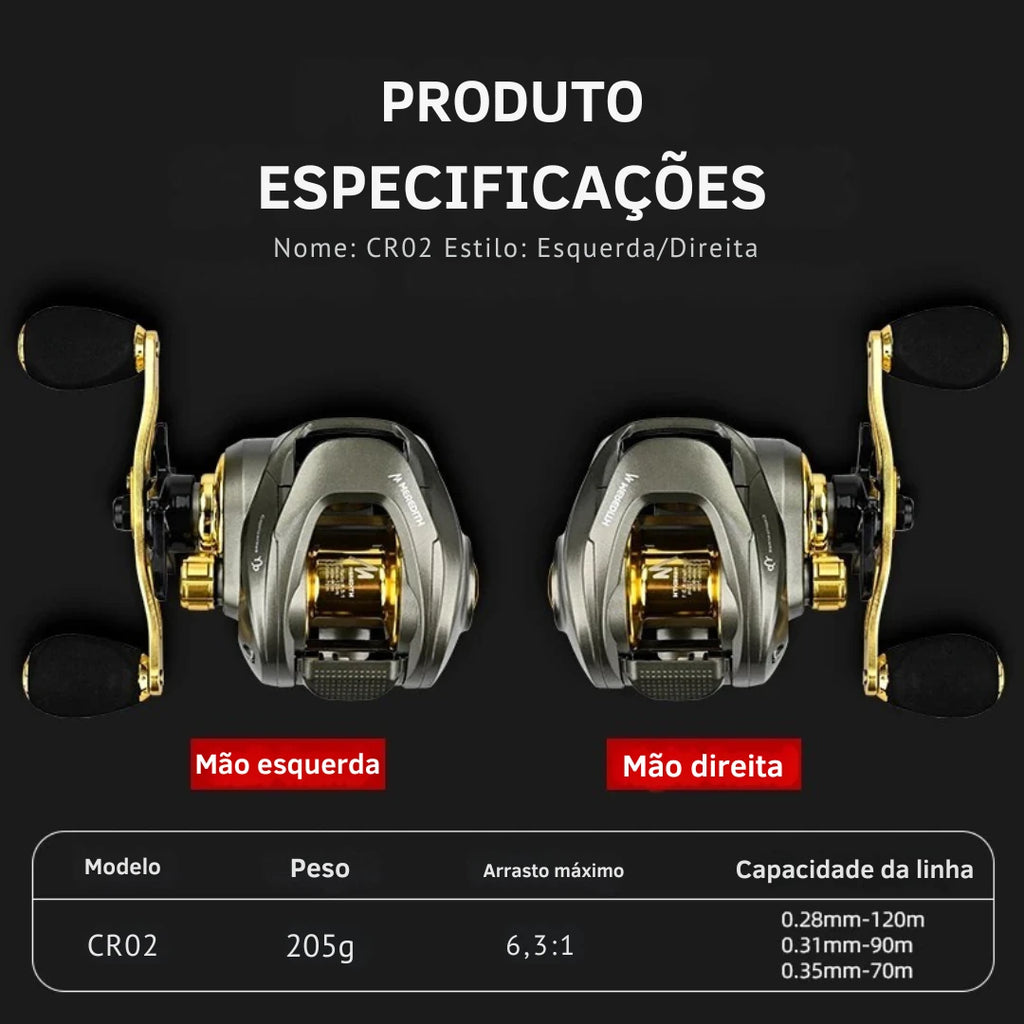 Carretilha Baitcasting CR Alta Velocidade com Freio Magnético - Águas Nobres