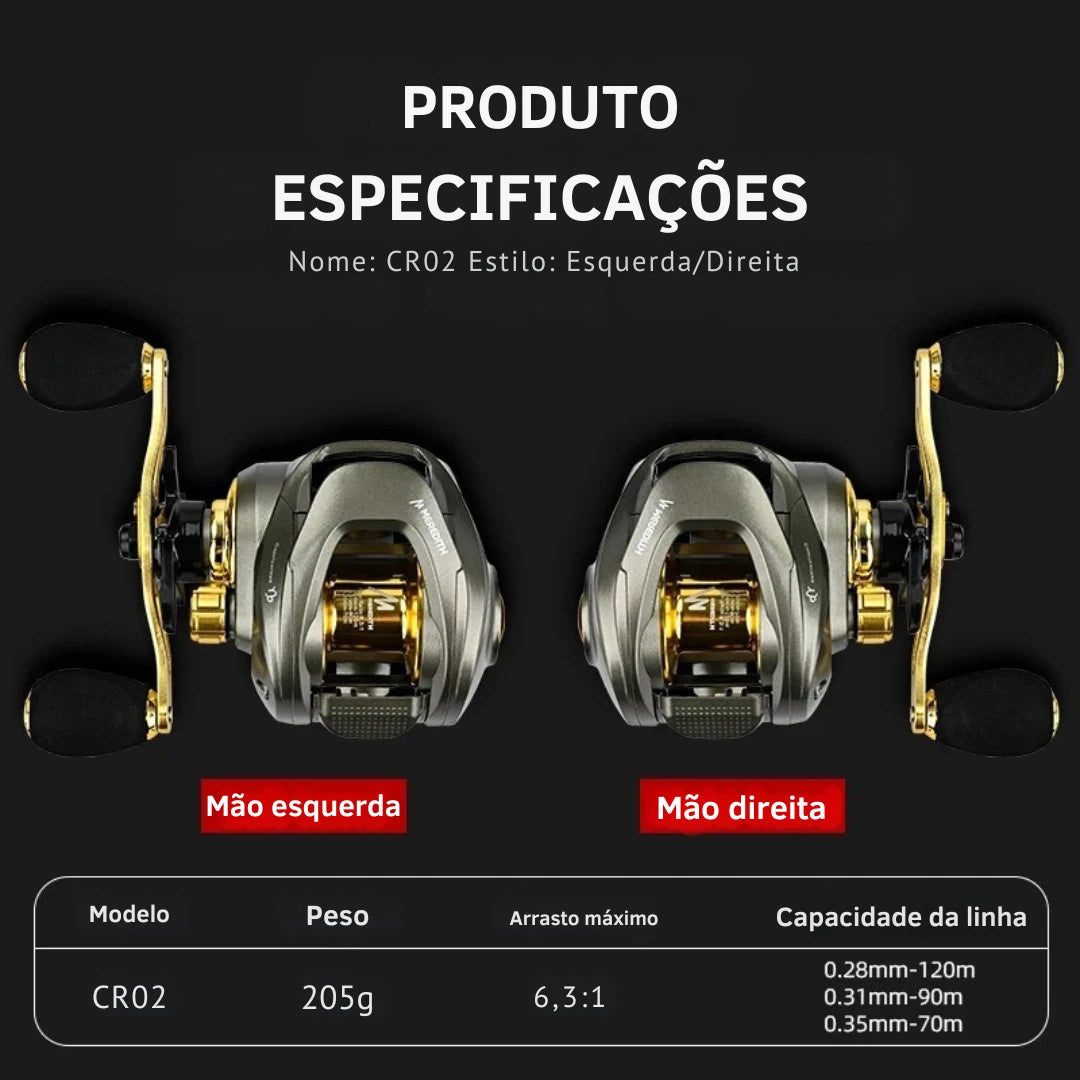 Carretilha Baitcasting CR Alta Velocidade com Freio Magnético - Águas Nobres