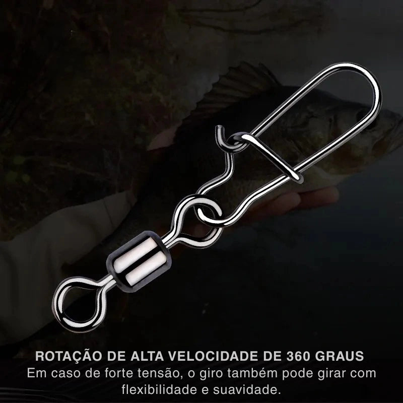 50PCS Conectores com Girador de Aço Inoxidável com Rolamento de Pinos - Águas Nobres