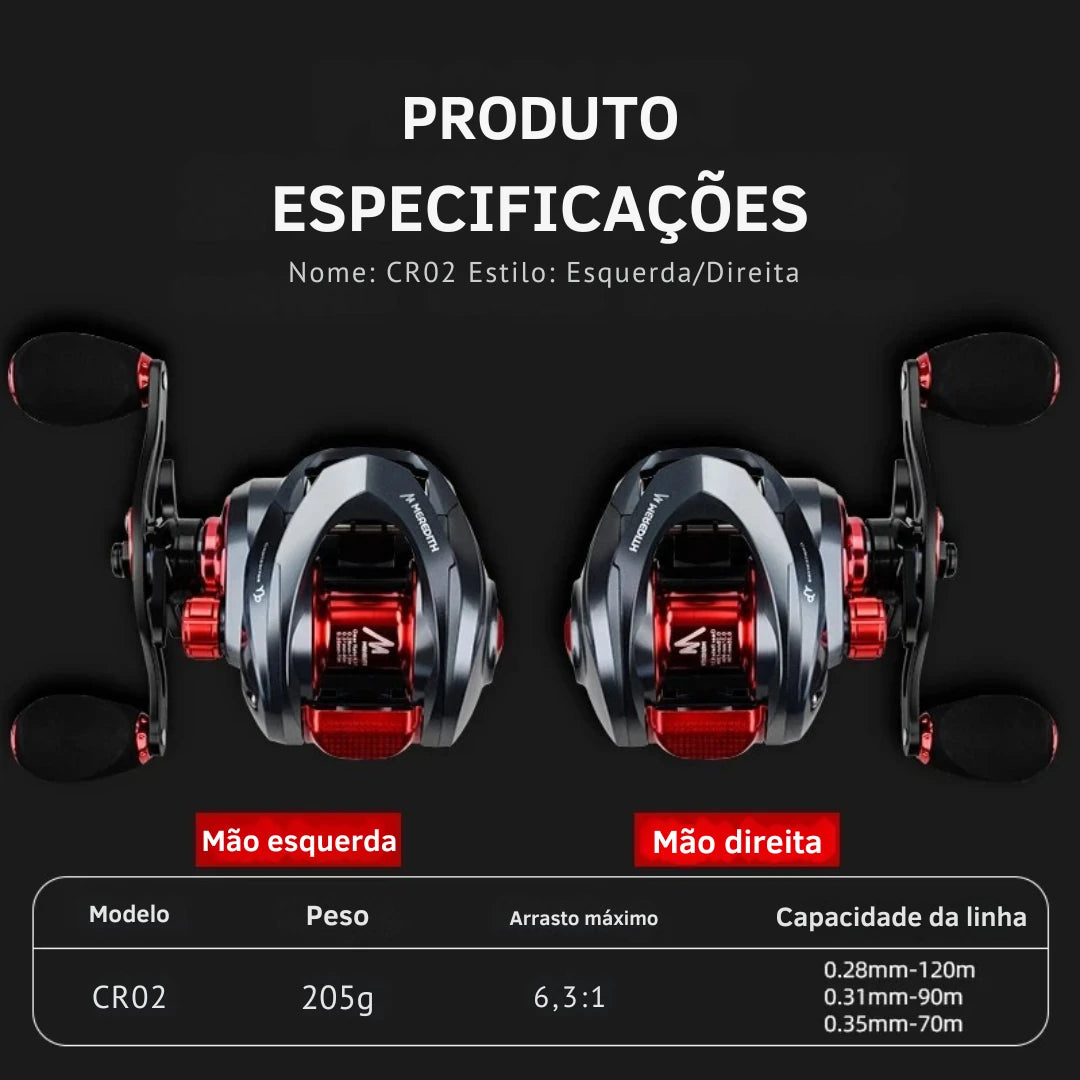 Carretilha Baitcasting CR Alta Velocidade com Freio Magnético - Águas Nobres
