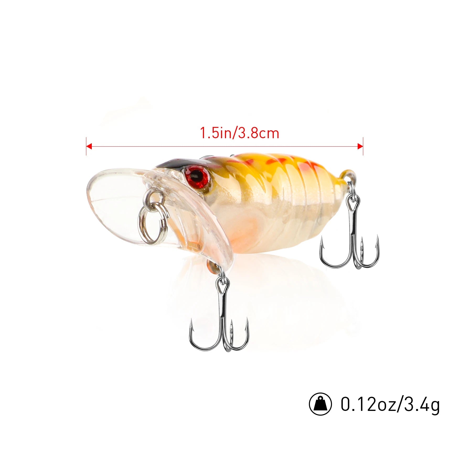 Isca Artificial Cicada 3.8cm 3.4g com Olhos 3D e Ganchos Afiados - Águas Nobres