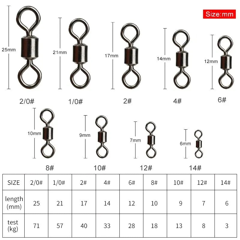 50pcs Conectores Girador com Rolamento de Esferas, Sólido em Aço Inoxidável - Águas Nobres