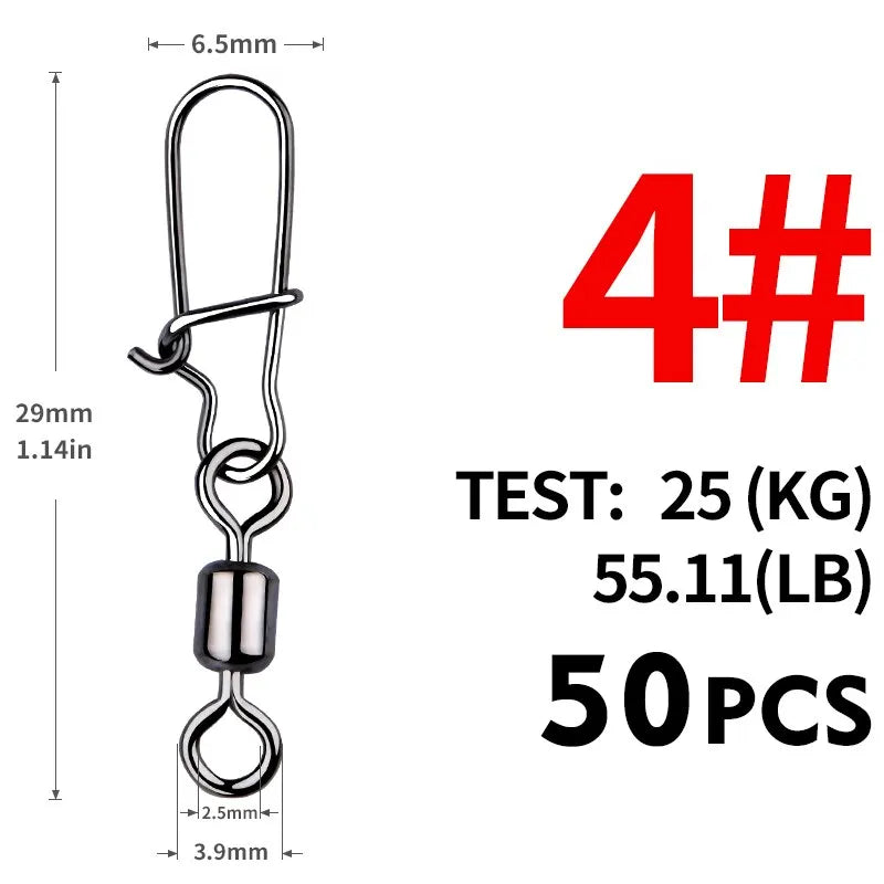 50PCS Conectores com Girador de Aço Inoxidável com Rolamento de Pinos - Águas Nobres