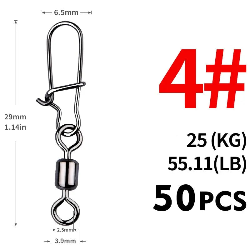 50PCS Conectores com Girador de Aço Inoxidável com Rolamento de Pinos - Águas Nobres