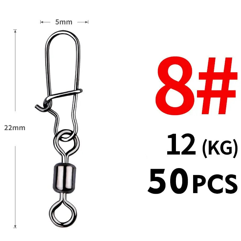 50PCS Conectores com Girador de Aço Inoxidável com Rolamento de Pinos - Águas Nobres