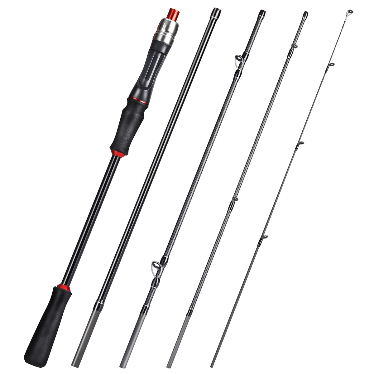 Vara de Pesca Fibra de Carbono Portátil Spinning e Casting