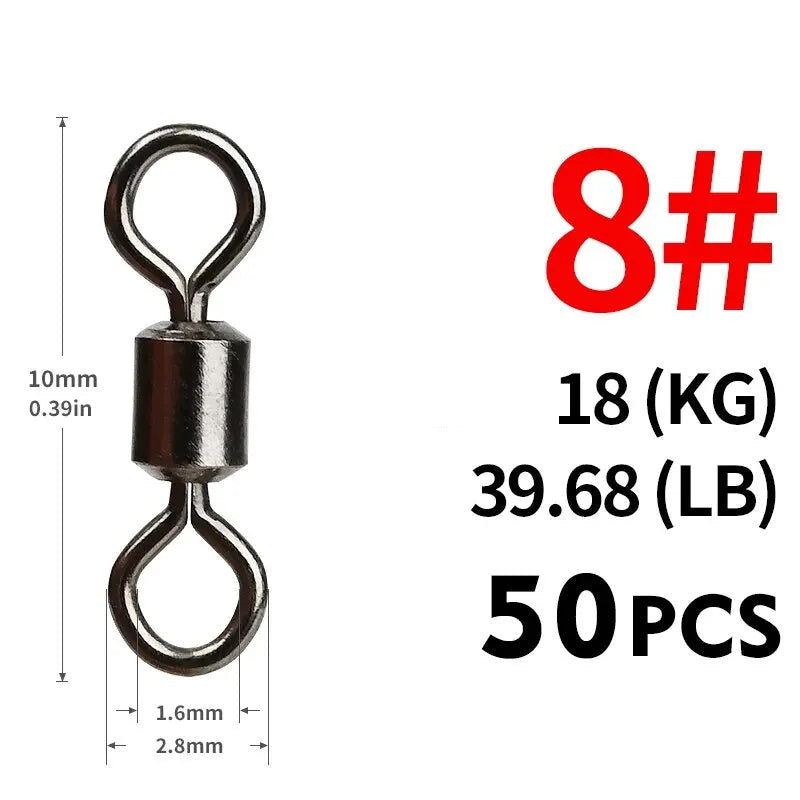 50pcs Conectores Girador com Rolamento de Esferas, Sólido em Aço Inoxidável - Águas Nobres