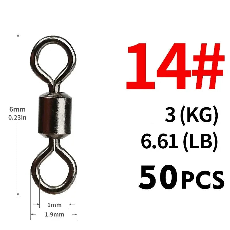50pcs Conectores Girador com Rolamento de Esferas, Sólido em Aço Inoxidável - Águas Nobres