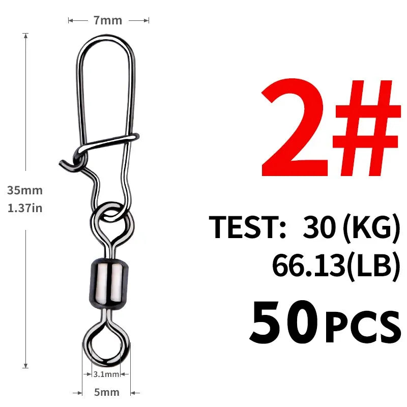 50PCS Conectores com Girador de Aço Inoxidável com Rolamento de Pinos - Águas Nobres