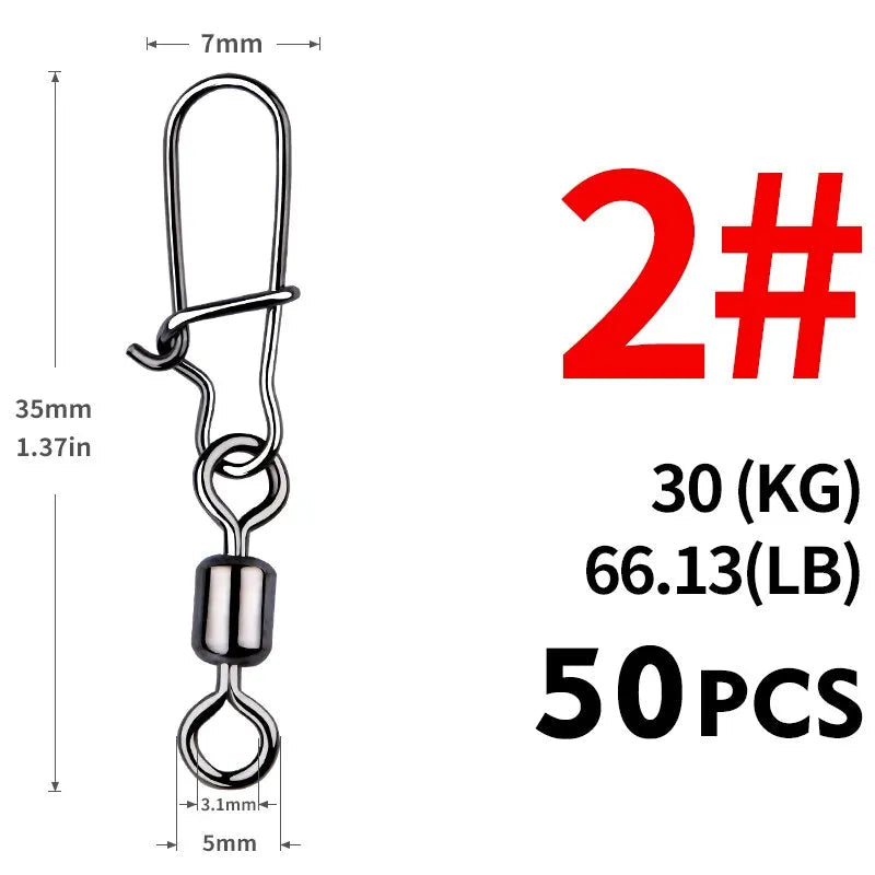 50PCS Conectores com Girador de Aço Inoxidável com Rolamento de Pinos - Águas Nobres