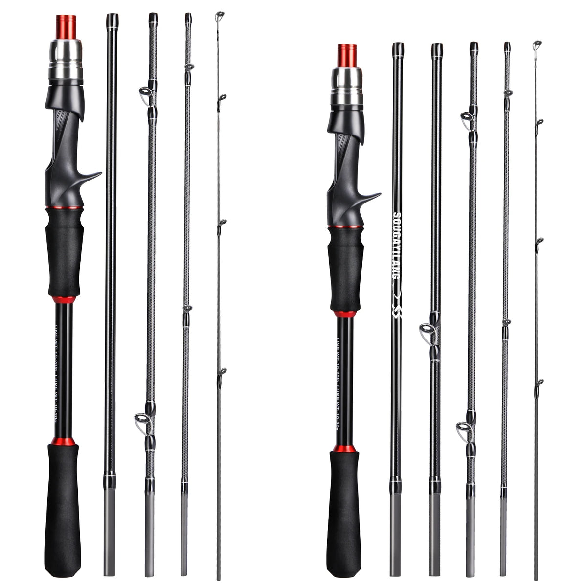 Vara de Pesca Fibra de Carbono Portátil Spinning e Casting
