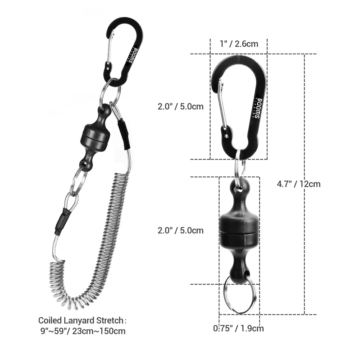 Clipe Magnético de Liberação Rápida com Cordão Espiral para Rede de Pesca - Águas Nobres