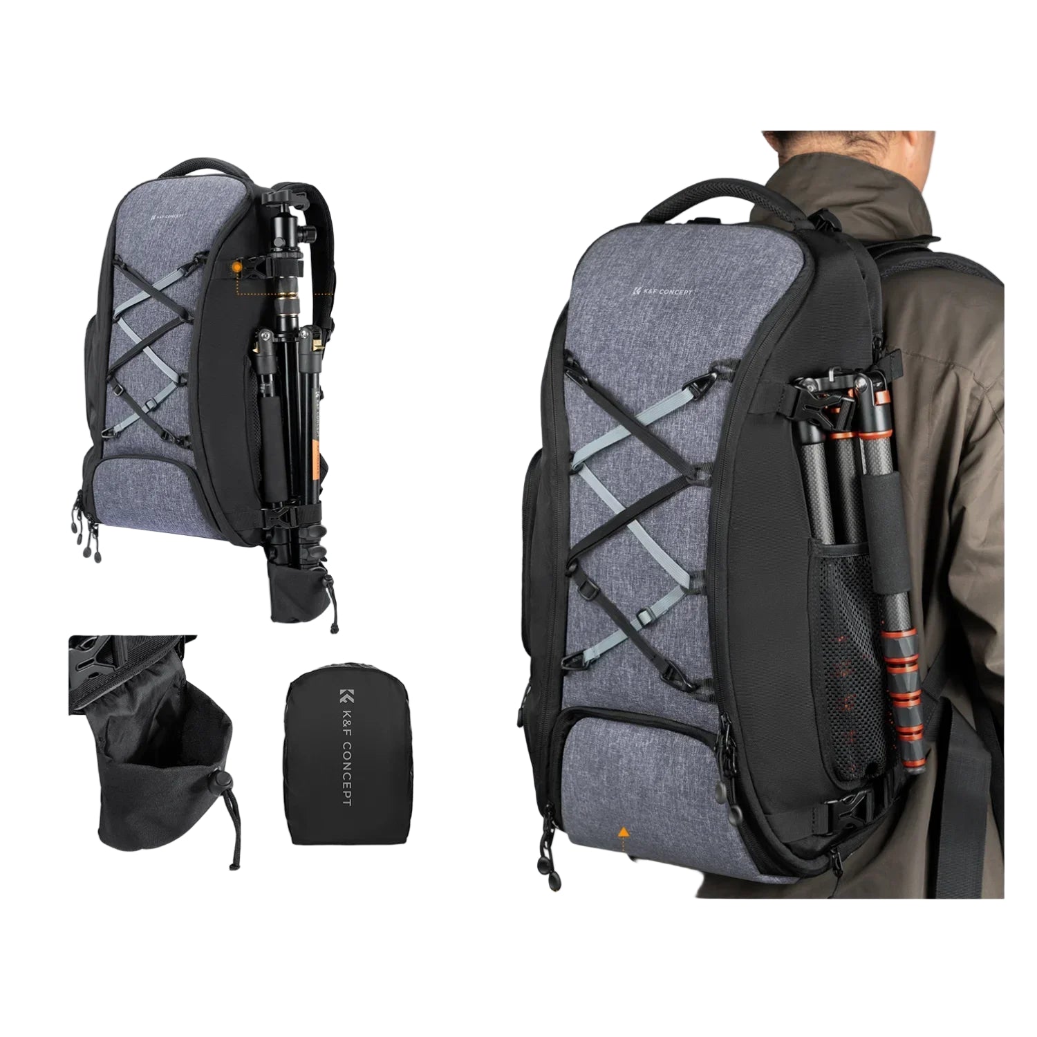 Mochila Fotográfica Impermeável com Acesso Frontal e Compartimentos