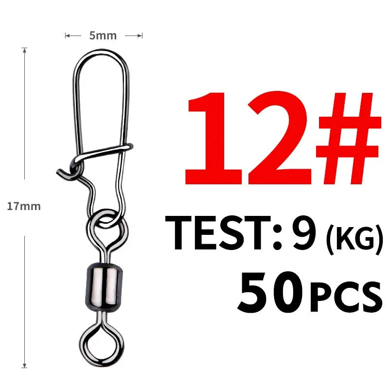 50PCS Conectores com Girador de Aço Inoxidável com Rolamento de Pinos - Águas Nobres