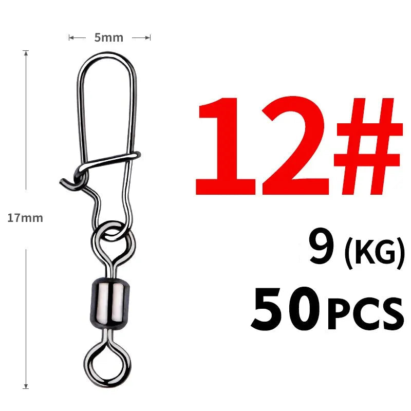 50PCS Conectores com Girador de Aço Inoxidável com Rolamento de Pinos - Águas Nobres