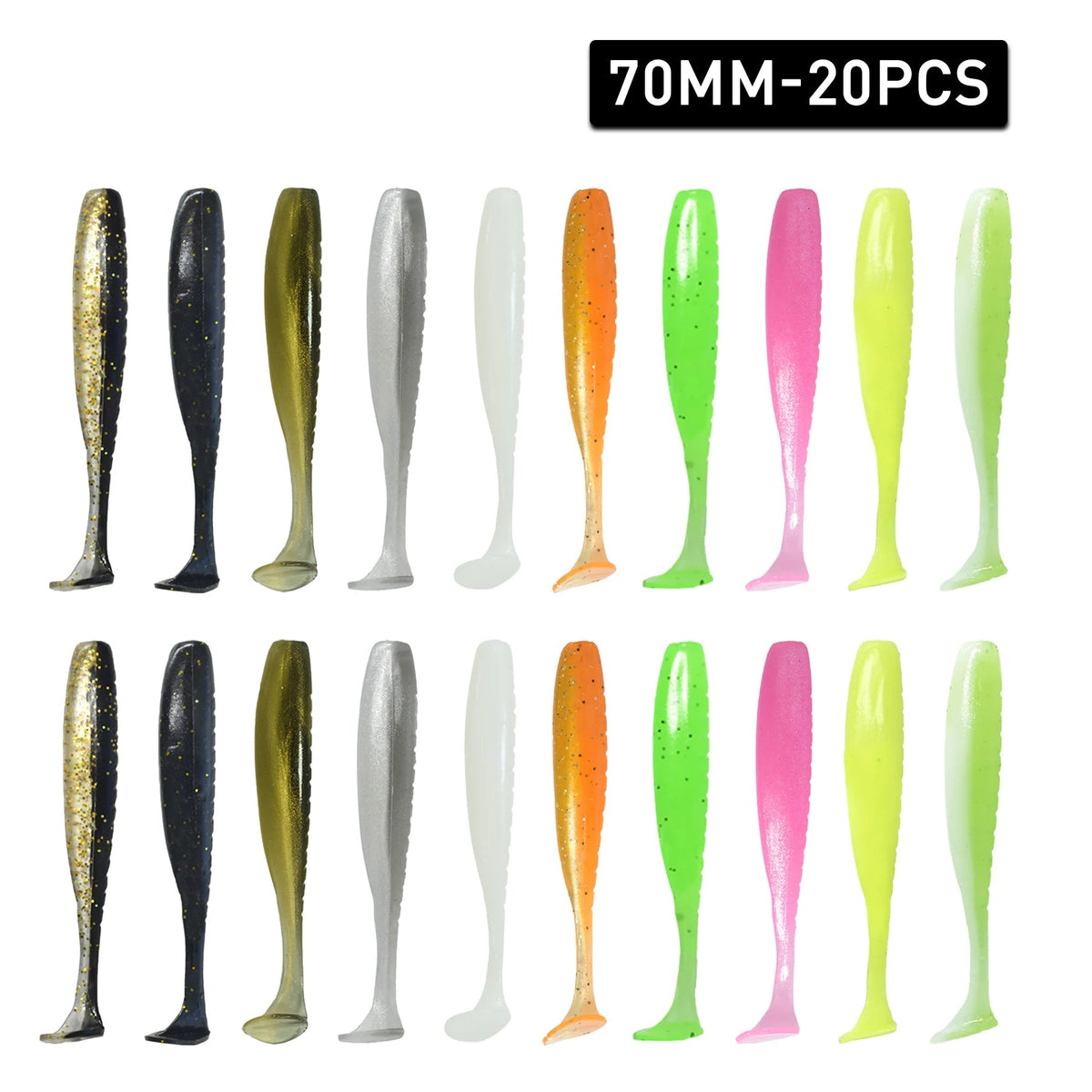 Isca Soft Worm T Tail 20pcs para Pesca - Águas Nobres