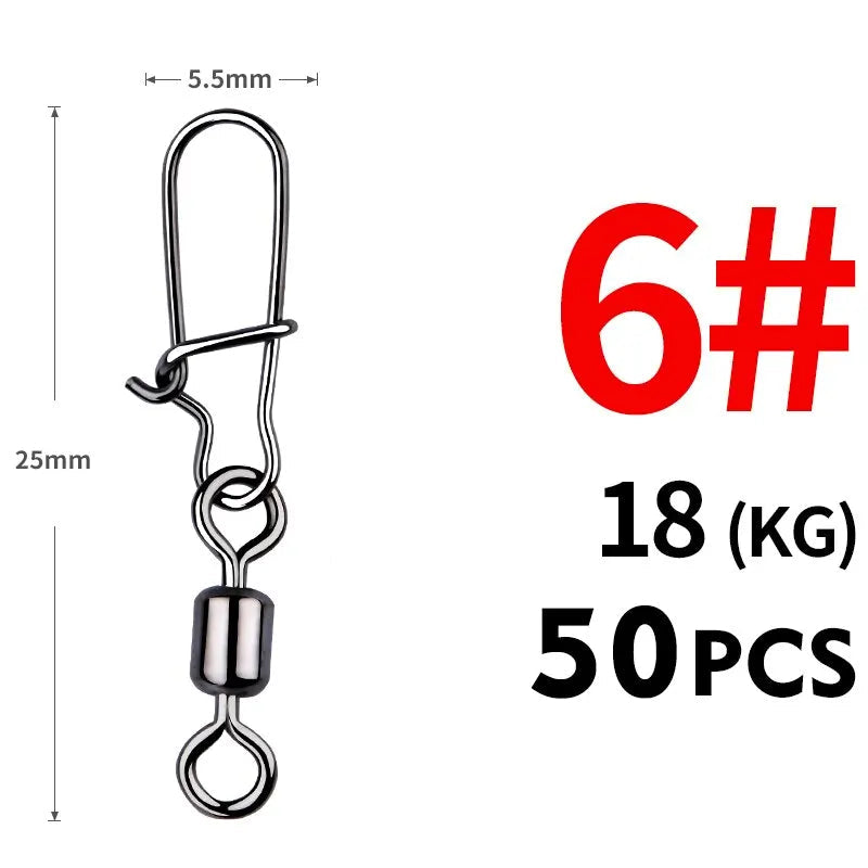 50PCS Conectores com Girador de Aço Inoxidável com Rolamento de Pinos - Águas Nobres