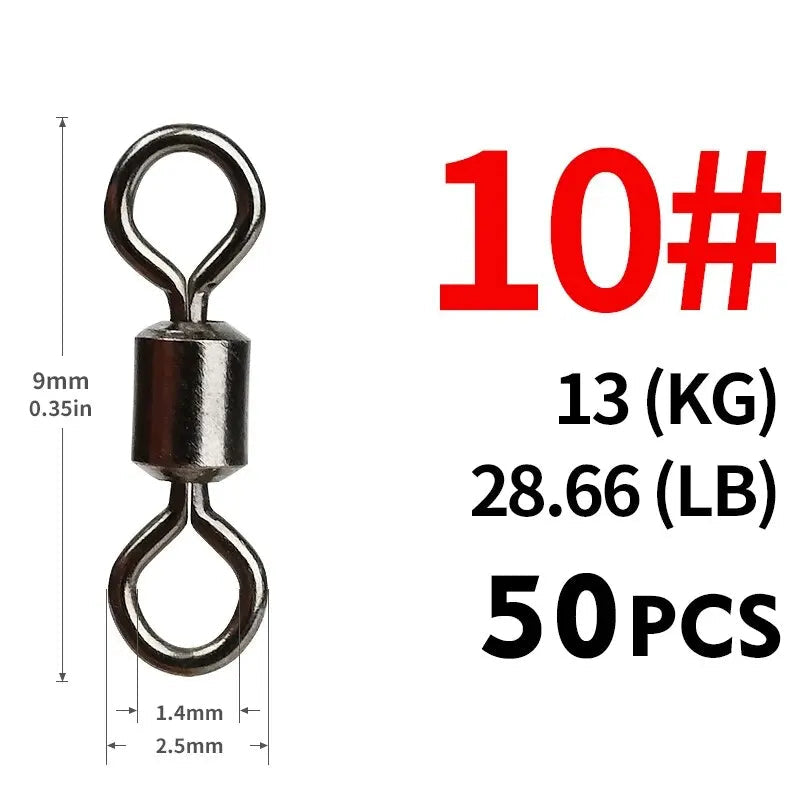 50pcs Conectores Girador com Rolamento de Esferas, Sólido em Aço Inoxidável - Águas Nobres