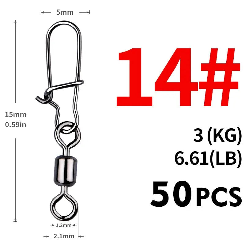 50PCS Conectores com Girador de Aço Inoxidável com Rolamento de Pinos - Águas Nobres