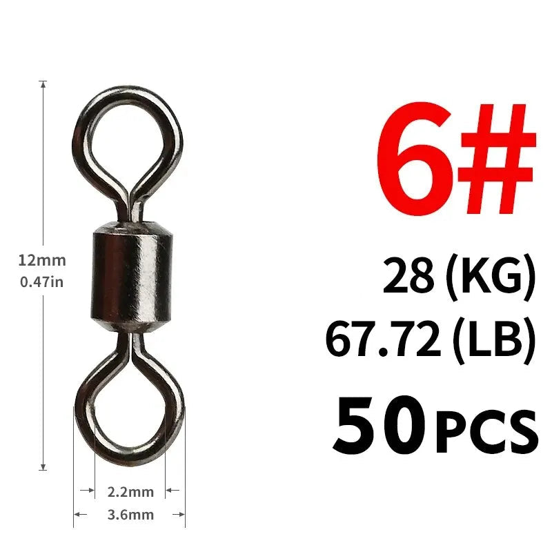 50pcs Conectores Girador com Rolamento de Esferas, Sólido em Aço Inoxidável - Águas Nobres