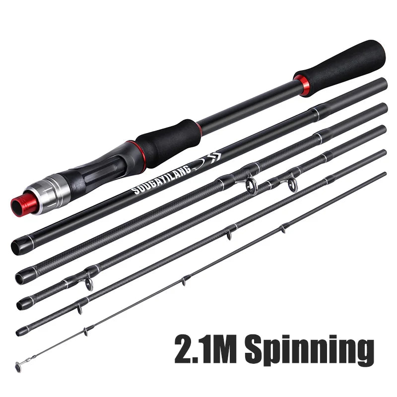 Vara de Pesca Fibra de Carbono Portátil Spinning e Casting