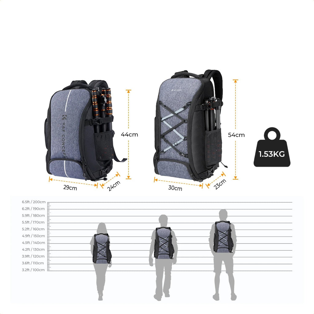 Mochila Fotográfica Impermeável com Acesso Frontal e Compartimentos