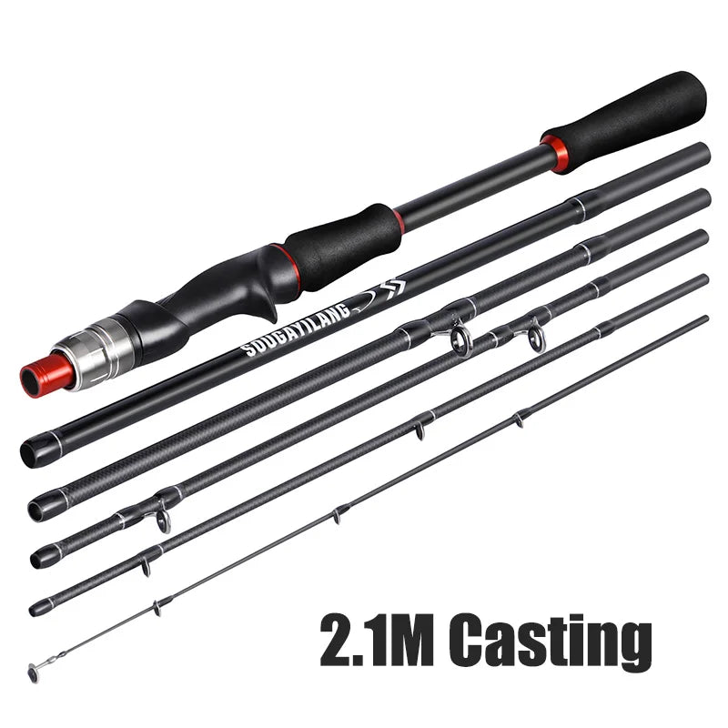 Vara de Pesca Fibra de Carbono Portátil Spinning e Casting