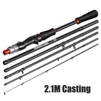 Vara de Pesca Fibra de Carbono Portátil Spinning e Casting