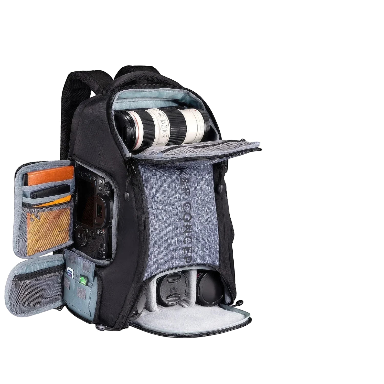Mochila Fotográfica Impermeável com Acesso Frontal e Compartimentos