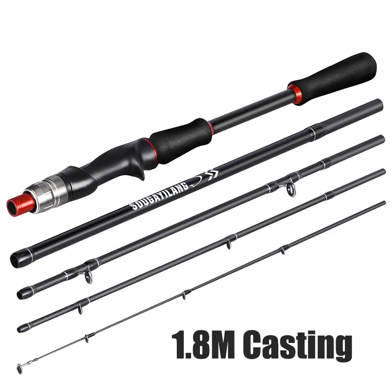 Vara de Pesca Fibra de Carbono Portátil Spinning e Casting