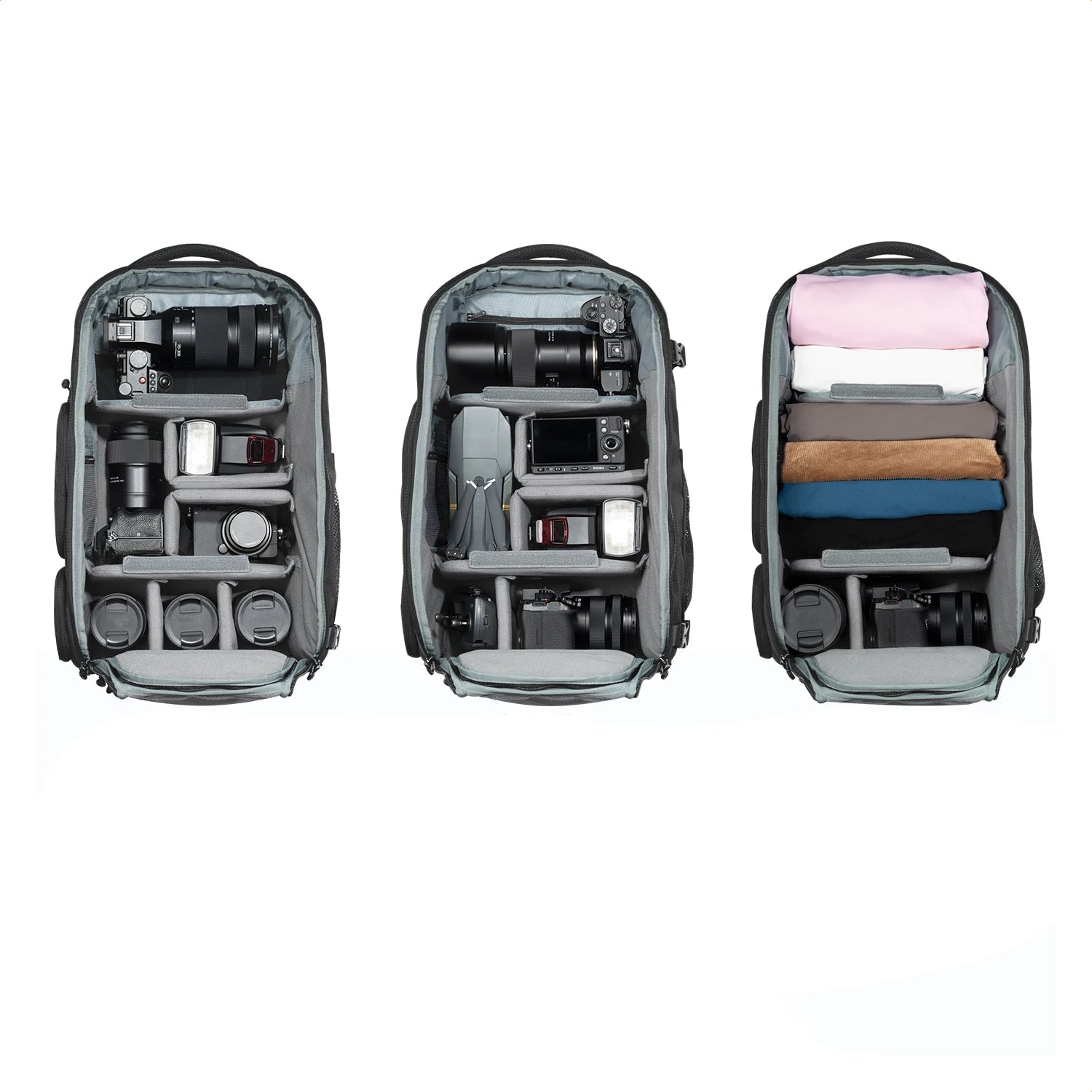 Mochila Fotográfica Impermeável com Acesso Frontal e Compartimentos