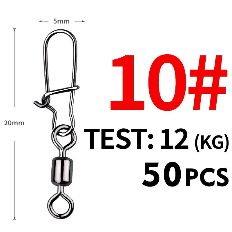 50PCS Conectores com Girador de Aço Inoxidável com Rolamento de Pinos - Águas Nobres