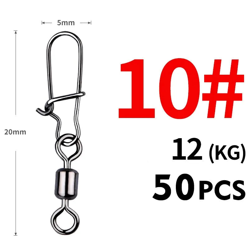 50PCS Conectores com Girador de Aço Inoxidável com Rolamento de Pinos - Águas Nobres