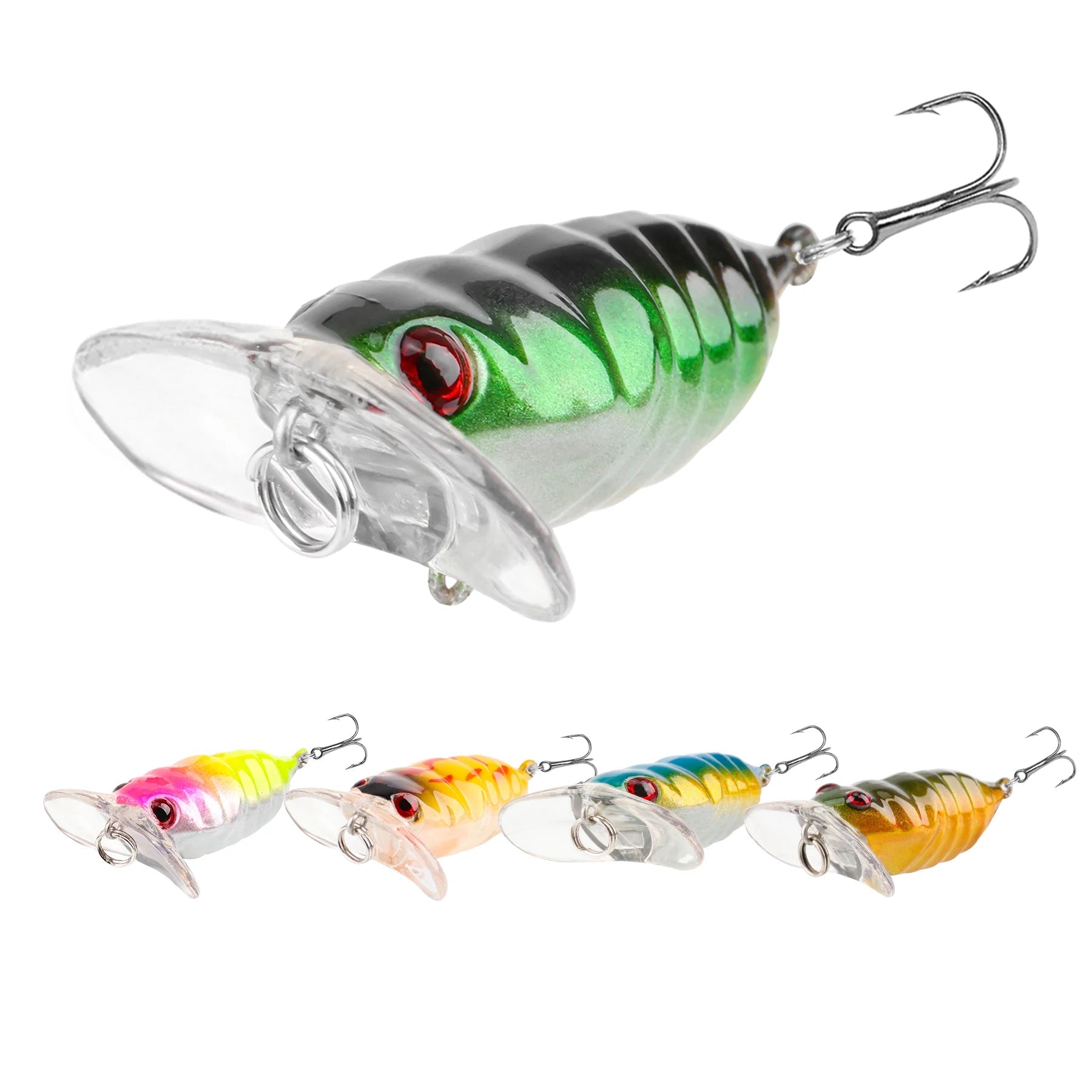 Isca Artificial Cicada 3.8cm 3.4g com Olhos 3D e Ganchos Afiados - Águas Nobres