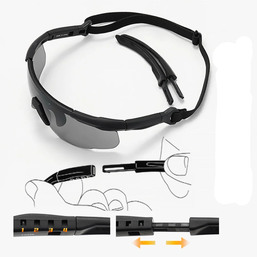 Conjunto de Óculos Táticos com 3 Lentes