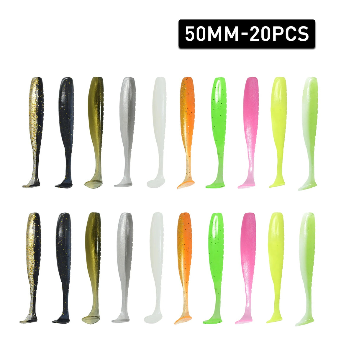 Isca Soft Worm T Tail 20pcs para Pesca - Águas Nobres