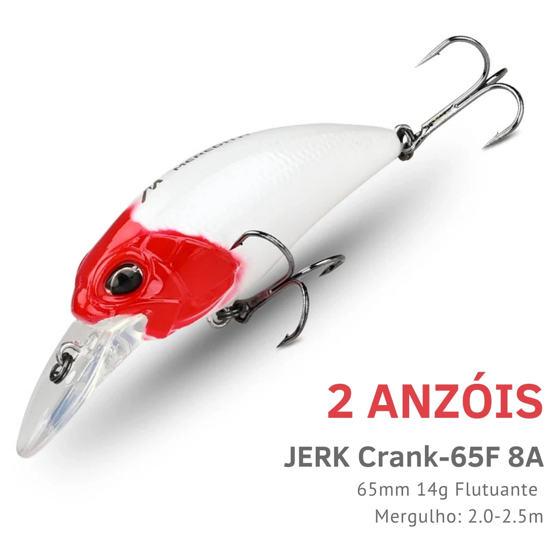 Isca Artificial Jerk Crank Flutuante com Ação Vibrante