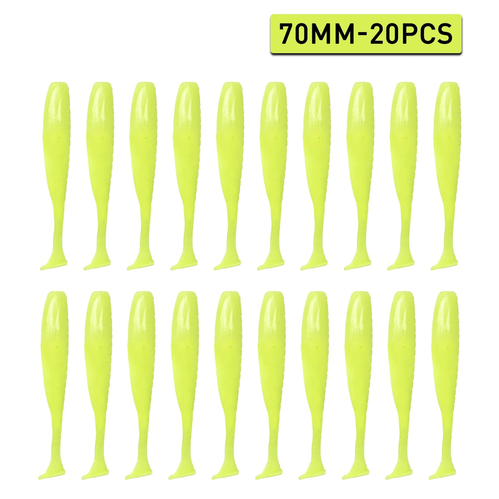 Isca Soft Worm T Tail 20pcs para Pesca - Águas Nobres