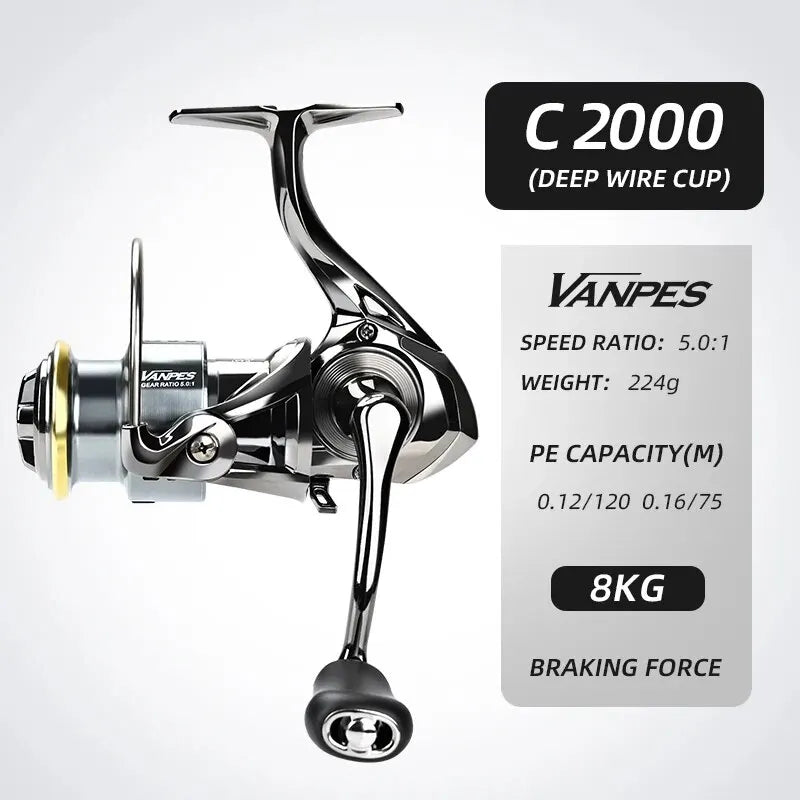 Carretilha Spinning VANPES Antiferrugem com Drag System de 8Kg - Águas Nobres