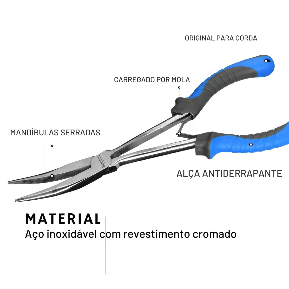 Alicate de Pesca para Remoção de Anzóis Azul com Cordão de Segurança - Águas Nobres