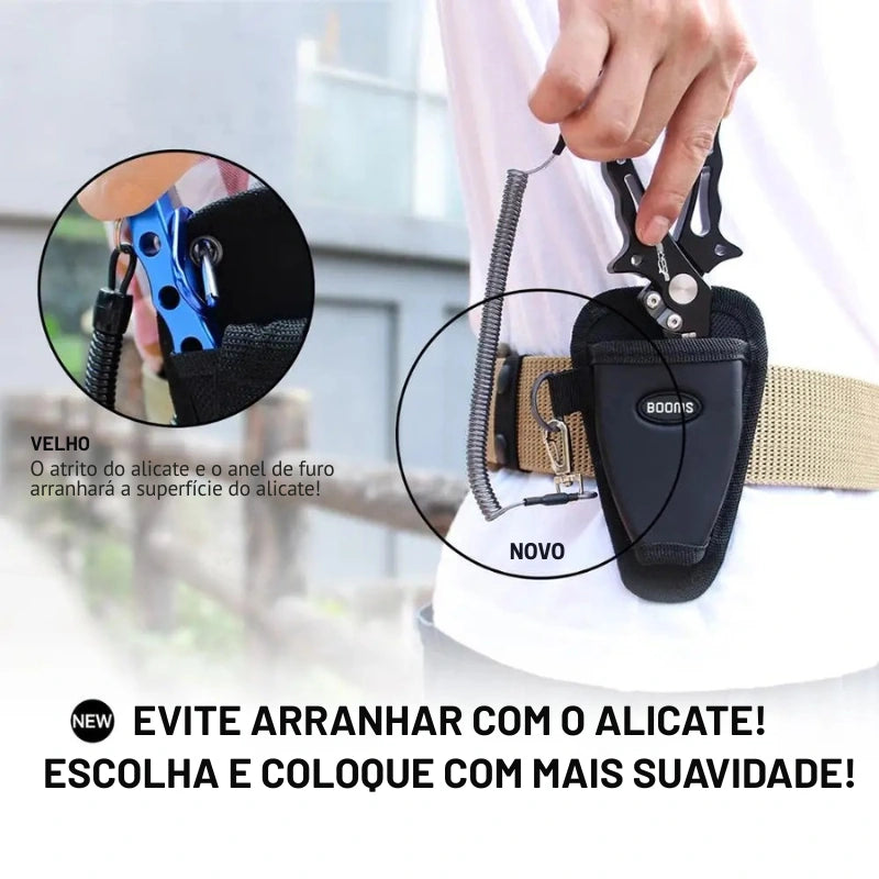 Bainha para Alicates de Pesca com Cordão Espiral e Mosquetão - Águas Nobres