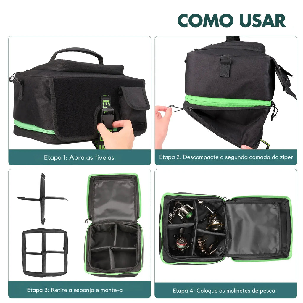 Bolsa de Pesca Multifunção para Carretéis Grande - Águas Nobres