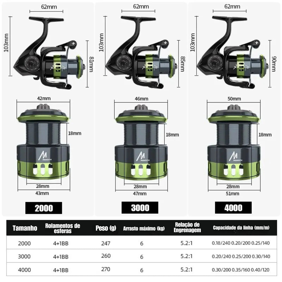 Carretilha Spinning Sagittarius com Drag de 6kg Aço Inoxidável - Águas Nobres