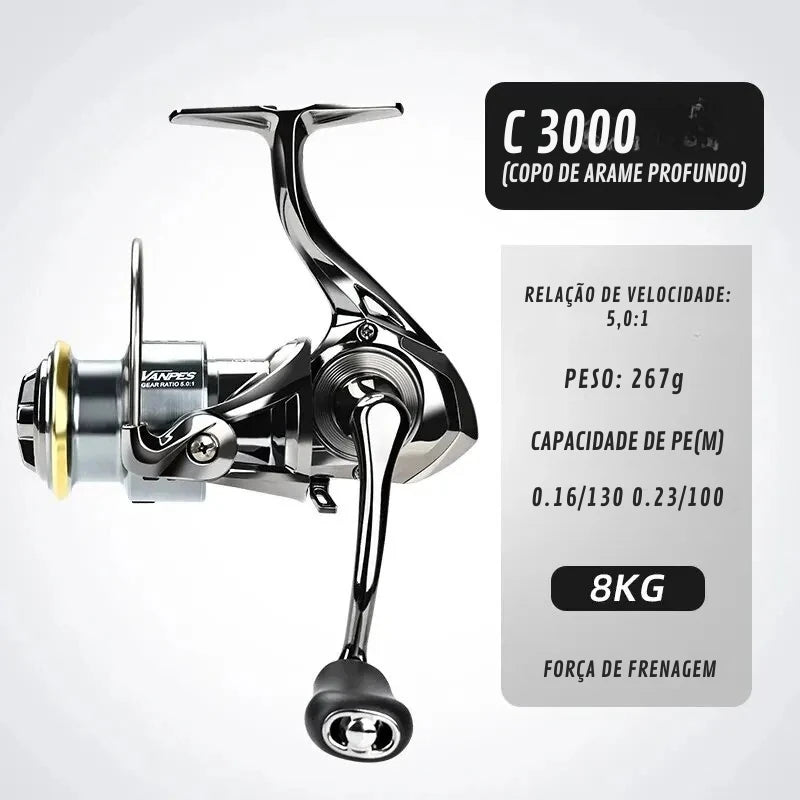 Molinete Spinning VANPES Antiferrugem com Drag System de 8Kg - Águas Nobres