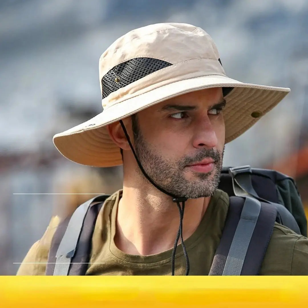 Chapéu Masculino Outdoor UV Impermeável com Aba Grande