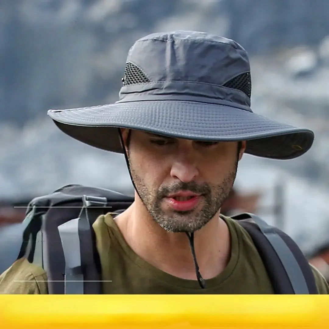 Chapéu Masculino Outdoor UV Impermeável com Aba Grande