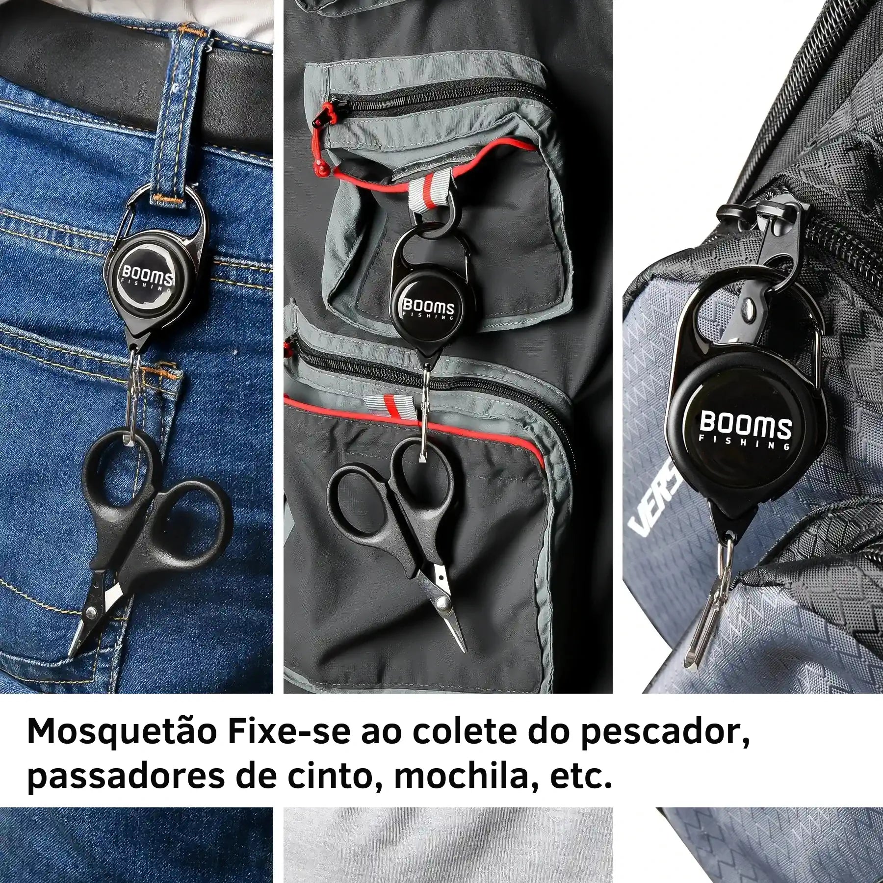 Chaveiro Retrátil com Mosquetão e Argola de Chave para Pesca 3pcs - Águas Nobres